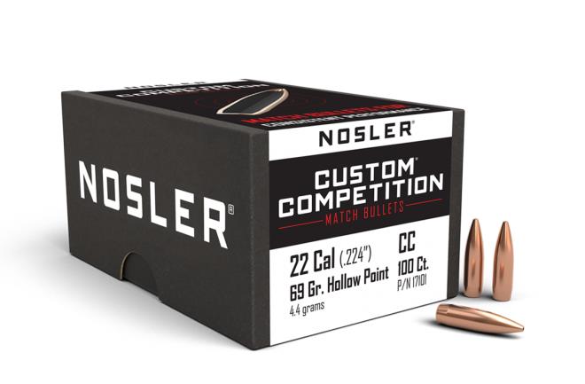 ISS17101 #1. P 22 Cal (.224) 69gr Nosler Custom Competition 100's