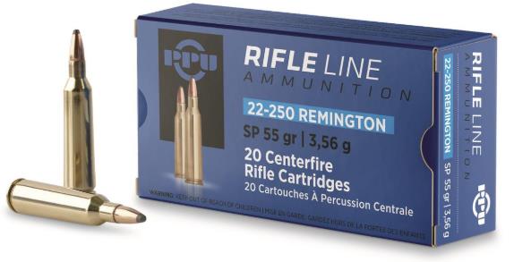 IA1PPU14A211 #1. Ammo 22-250 Rem 55Gr PPU SP 20's