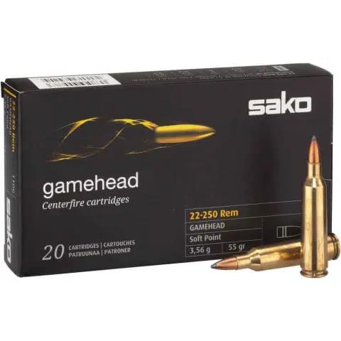 NORC613110GSA10 #1. Ammo 22-250 Rem 55Gr Sako GameHead Soft Point 20's