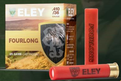 SGAE410A #1. Ammo 410Ga (36Ga) Eley AAA Fourlong 65mm 12.5gm 25's