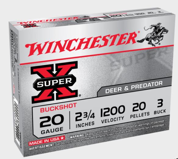 NYAW-XB203 #1. Ammo 20Ga 2 3/4" Winchester Buck 20 Pellets 5's