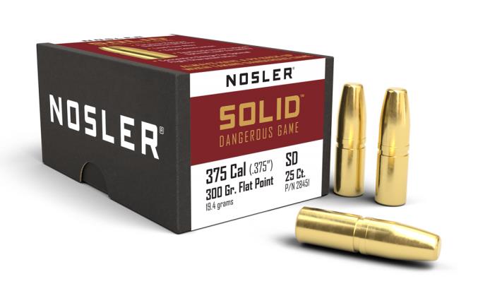 ISS28451 #1. P 375 Cal 300 Gr Nosler Solid Flat Point Dangerous Game 25's