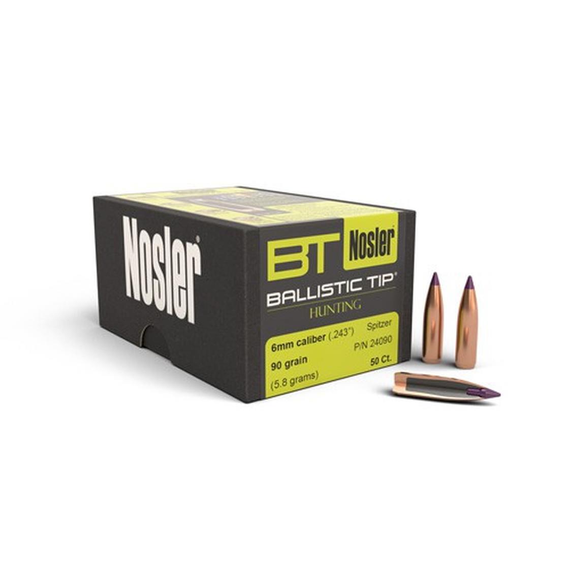 ISS24090 #1. P 6mm (243) 90Gr Nosler Balistic Tip 50's