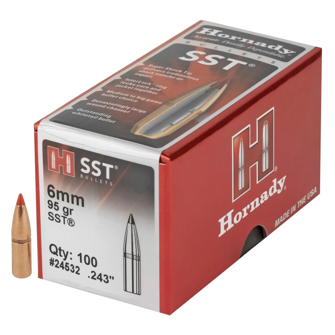 ISS24532 #1. P 6mm (.243) 95Gr Hornady SST 100's