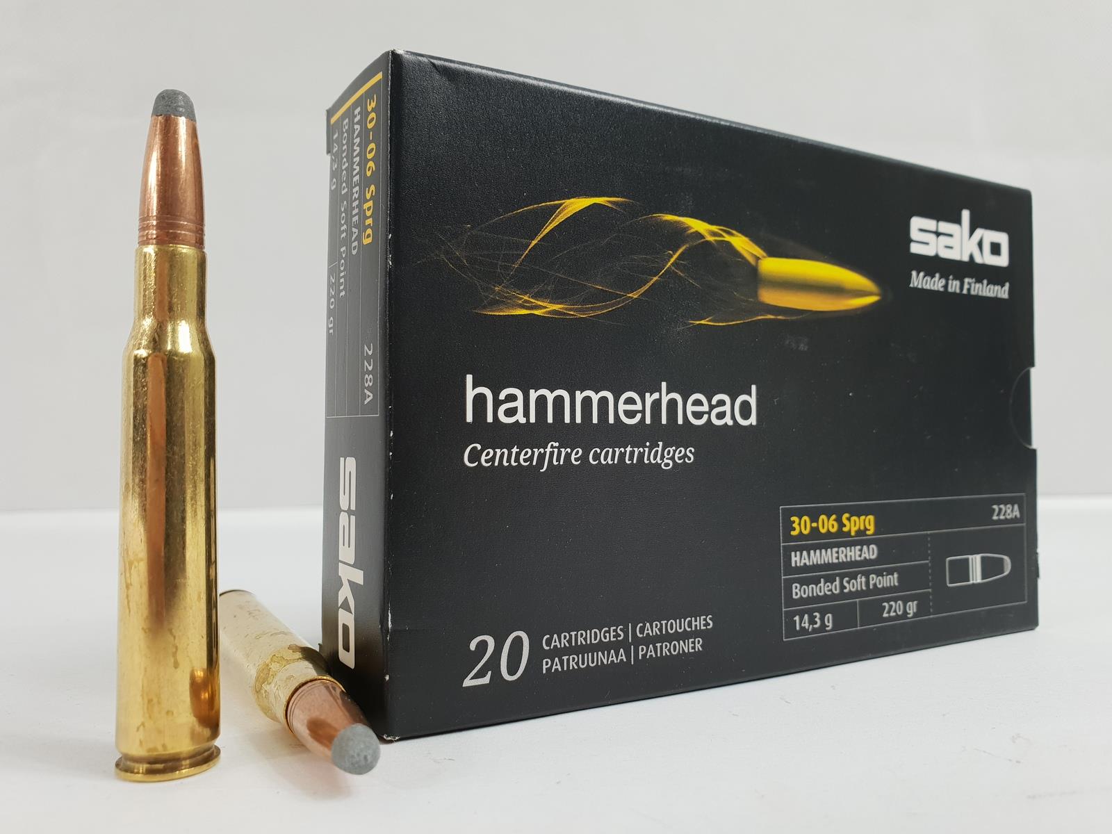 NORC631228ASA10 #1. Ammo 30-06 SPR 220Gr Sako HammerHead Soft Point 20's