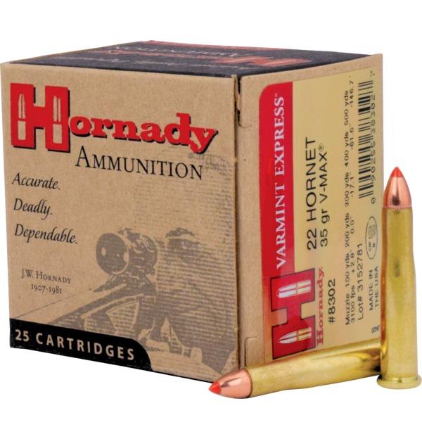 ISS8302 #1. Ammo 22 Hornet 35Gr Hornady V-Max 25's