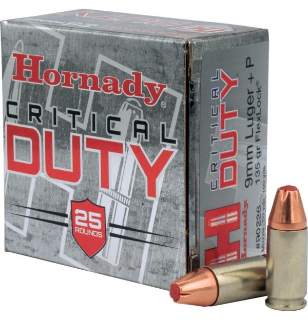 ISS90226H #1. Ammo 9mm L 135Gr Hornady +P FlexLock Critical Duty 25's