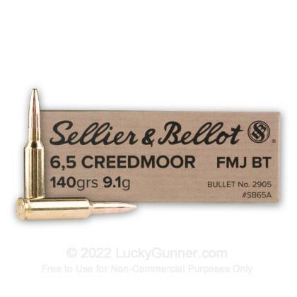 GBAD65CRSB140FJ #1. Ammo 6.5 Creedmoor 140gr S&B FMJ 20's