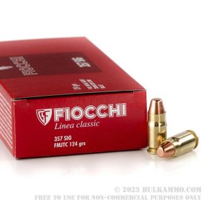 SGAFI357SIG124FMJ #1. Ammo 357 SIG 124gr Fiocchi FMJTC 50's