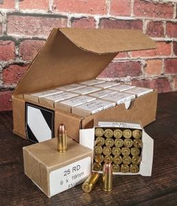 NYAWAP-9MM124 #1. Ammo 9mm 124gr PMP FMJ 25's