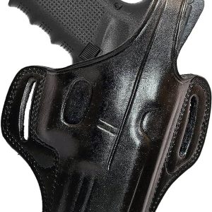 ELP111A-GL19BL #1. El Paso Thumbreak Avenger Leather Holster G19/23 Left Hand Black