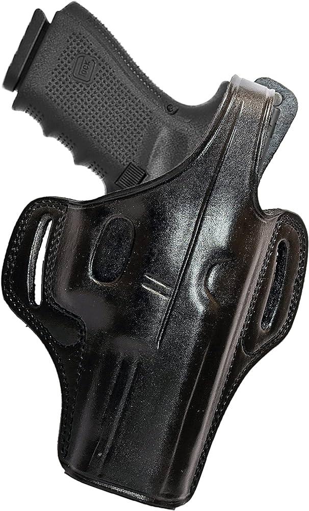 ELP111A-GL19RHBL #1. El Paso Thumbreak Avenger Leather Holster G19/23 Right Hand Black