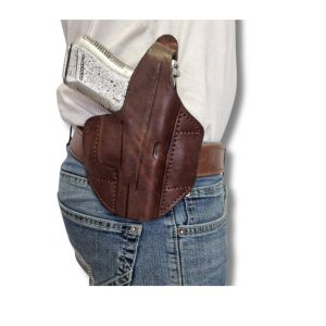 ELP104-GL19RHBR #1. El Paso High Rider Leather Holster G19 RH Brown