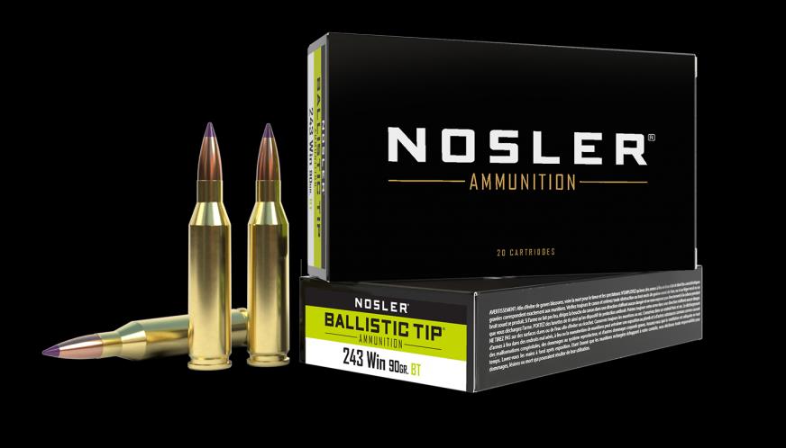 ISS40050 #1. Ammo 243 Win 90Gr Nosler ballistic Tip SP (20)