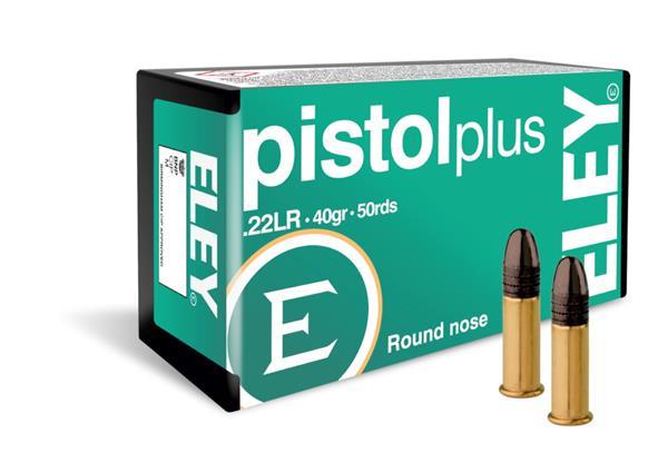 SGAE22PPLUS40RNP #1. Ammo 22 LR 40Gr Eley Pistol Plus Round Nose 50's