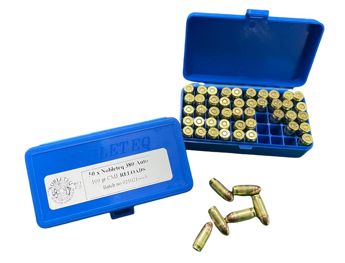 NOB1010002 #1. Ammo 380 Auto (9mm S) 100gr Nobleteq CMJ Reloads 50's