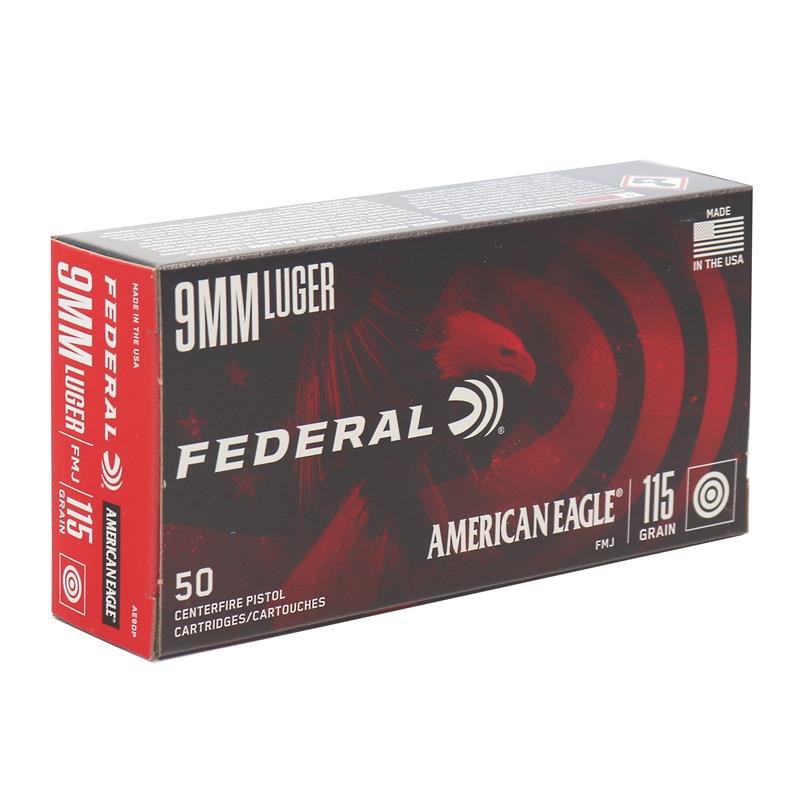 FORAF-00103 #1. Ammo 9mm P 115Gr Federal FMJ American Eagle 50's