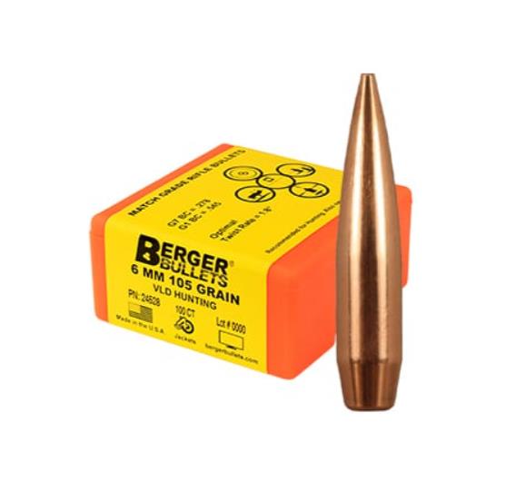 RAPBER24528 #1. P 6mm (.243) 105gr Berger VLD Hunting 100's