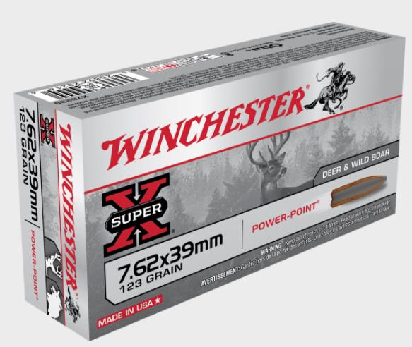 NYAW-X76239 #1. Ammo 7.62x39mm Rus 123gr Winchester Super X Powerpoint 20's