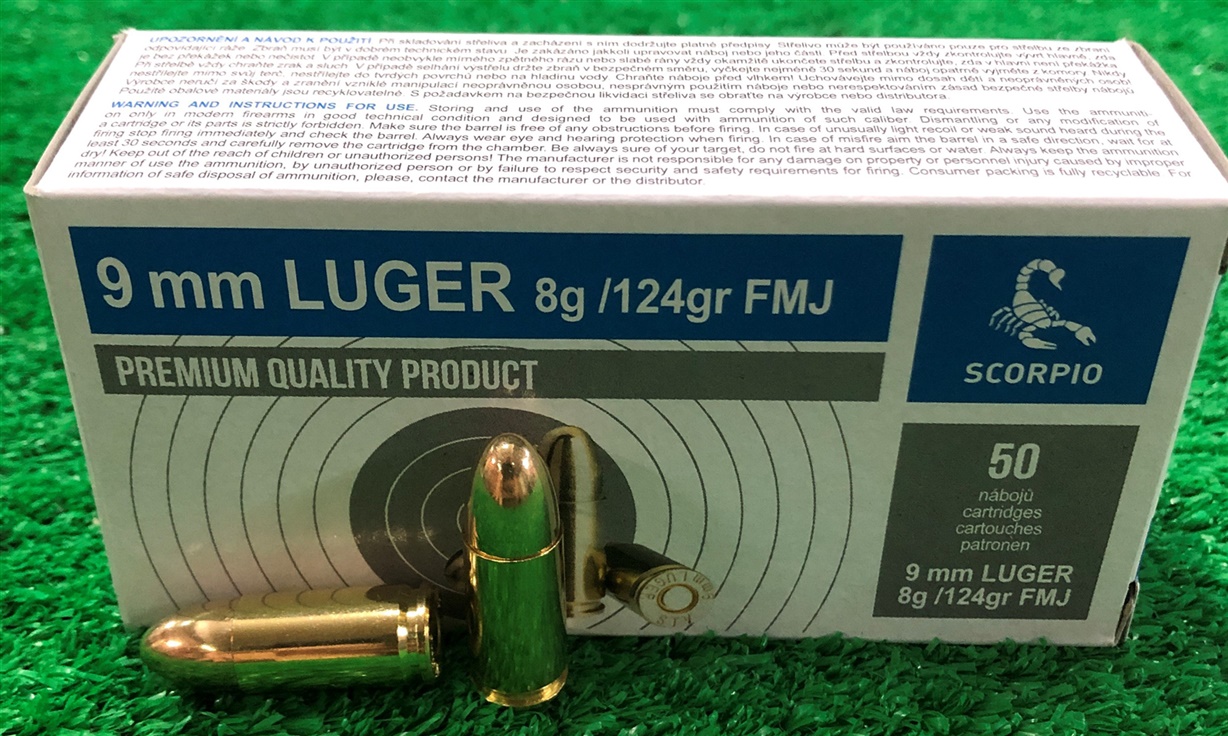 tacastv9-124fmj. Ammo 9mm P 124Gr STV Scorpio 50's