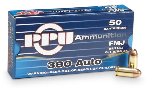 AOFPVA-144 #1. Ammo 380 Auto (9mm S) 94Gr PPU FMJ 50's