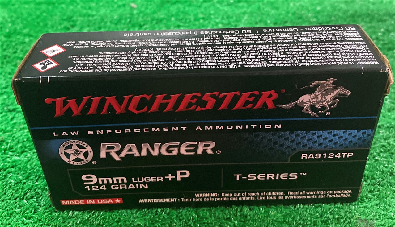 nyaw-ra9124tp-1. Ammo 9mm Luger +P 124gr Win Ranger T 50's