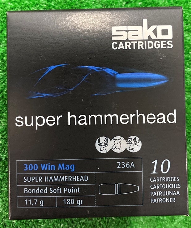 rapc633236asb10. Ammo 300 WM 180Gr Sako Super HammerHead 10's