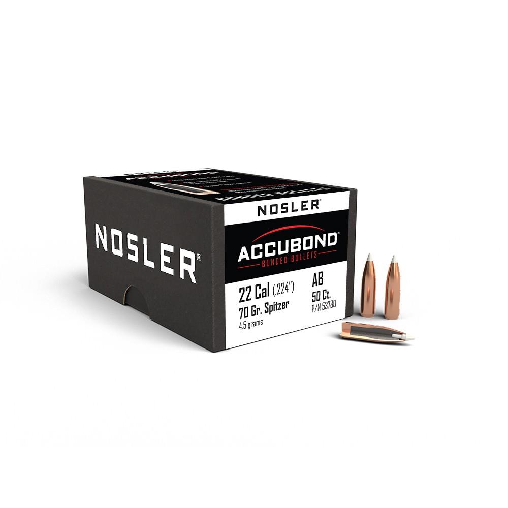 ISS53780 #1. P 22 Cal (.224) 70Gr Nosler Accubond SP 50's