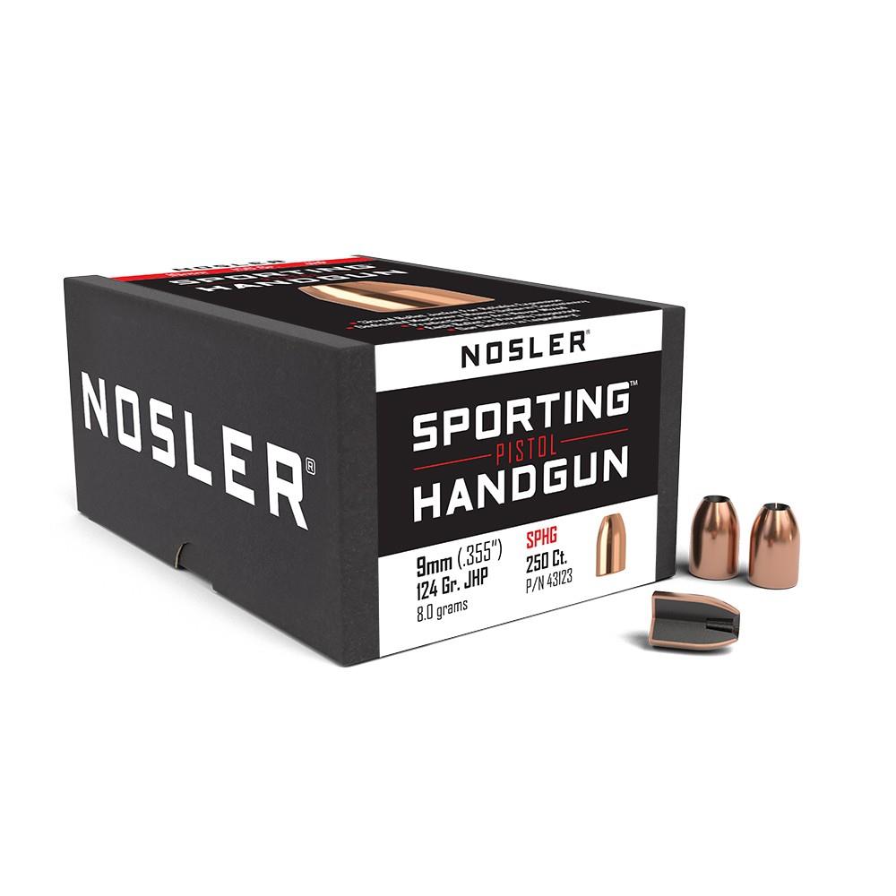 ISS43123 #1. P 9mm 124gr Nosler JHP Sporting Handgun Bullet 250's