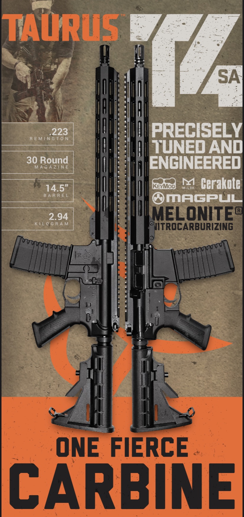 df10016630. Taurus T4 14.5" 5.56x45mm 30 Round 2 Mag Self-Loading Rifle