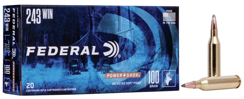 FORAF02 #1. Ammo 243 WIN 100gr Federal Power Shok 20's