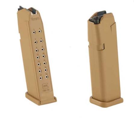 AOFG39054 #1. Glock Magazine, G17/G19X 17 round 9mmP Coyote Tan