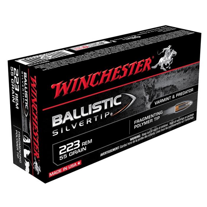 NYAW-SBST223B #1. Ammo 223 Rem 55Gr Winchester Ballistic Silvertip 20's