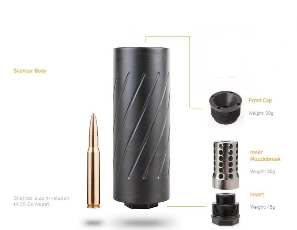 GW0029-0016-223 #1. Gun Warrior Medium Reflex 223 M14x1 + Insert + Inner Muzzle Break + Cap