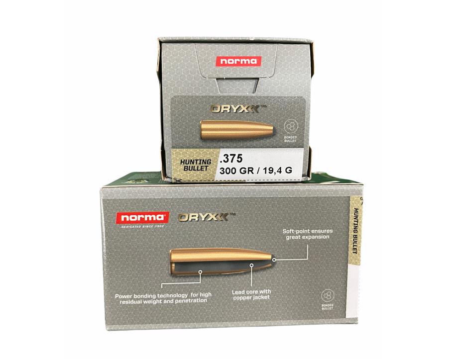 BLAI20695071NORMA #2. P .375 300gr Norma Oryx Rifle Bullets 50's