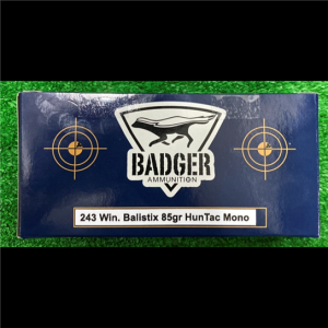 bad243win85bht. Ammo 243 Win 85gr Badger Ballistix HunTac Monolithic 20's