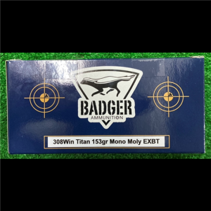 bad308win153tmm. Ammo 308 Win 153gr Badger Titan MonoMoly EXBT Monolithic 20's