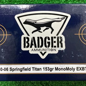 bad3006spr153tmm. Ammo 30-06 SPR 153gr Badger Titan MonoMoly EXBT Monolithic 20's