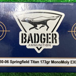 bad3006spr173tmm. Ammo 30-06 SPR 173gr Badger Titan MonoMoly EXBT Monolithic 20's