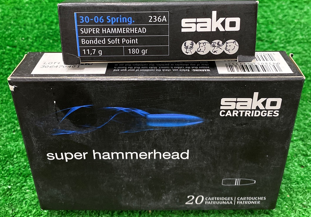 norc631236asa10. Ammo 30-06 SPR 180Gr Sako Super HammerHead Soft Point 20's